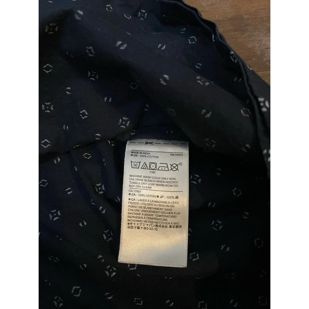 Banana Republic Shirt Mens sz M Navy Blue Slim Fit Short Sleeve Organic Cotton